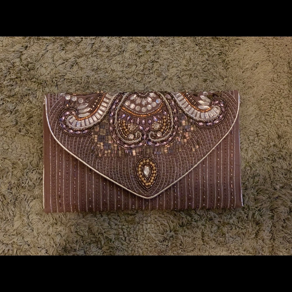 Gunmetal Beaded Clutch